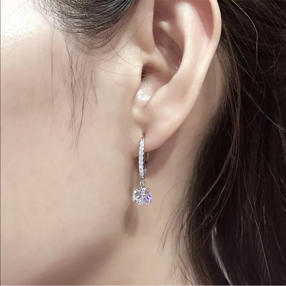 925 Silver Women White Sapphire Jewelry Earrings - Picture 3 of 5